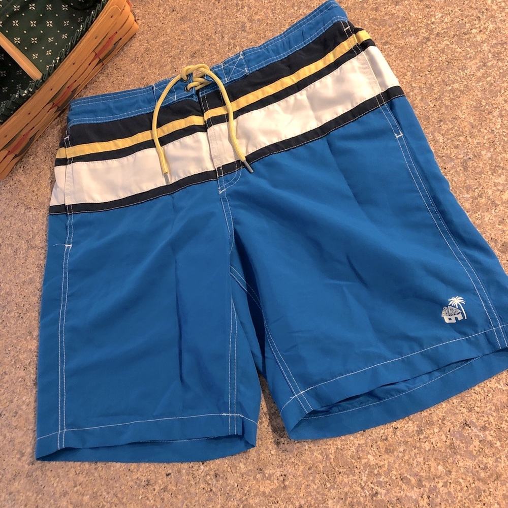 Caribbean Joe Men's Swim Shorts Trunks Large Blue Yellow